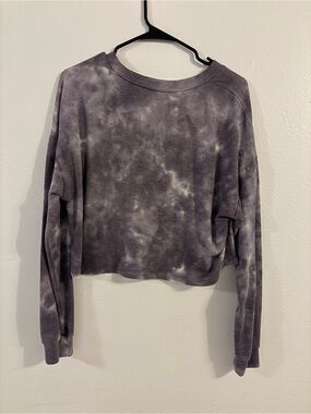 Love Tree Gray Tie-Dye Cropped Sweatshirt